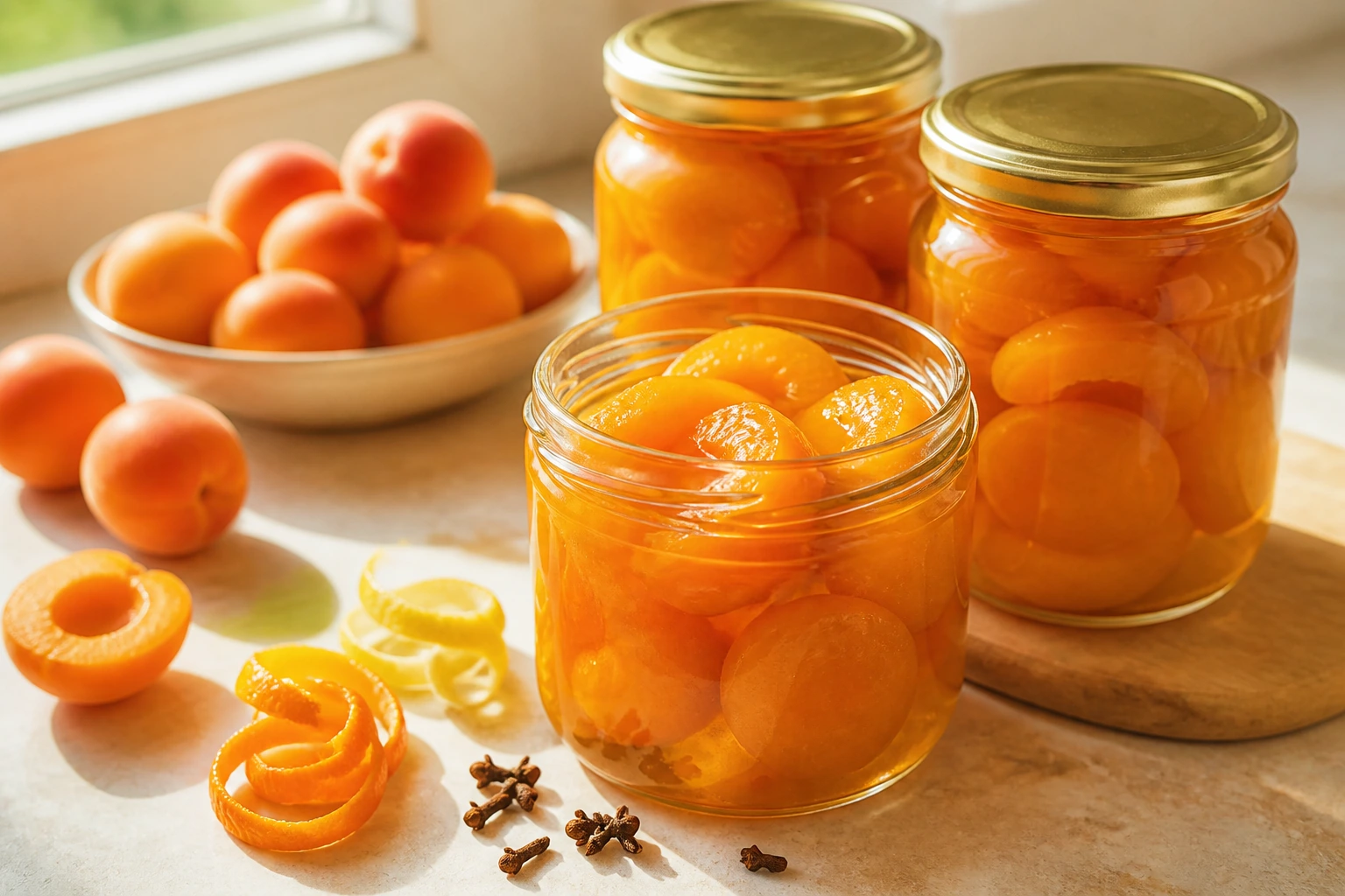 Aprikosen mit Orangenlikör und Zimtblüten