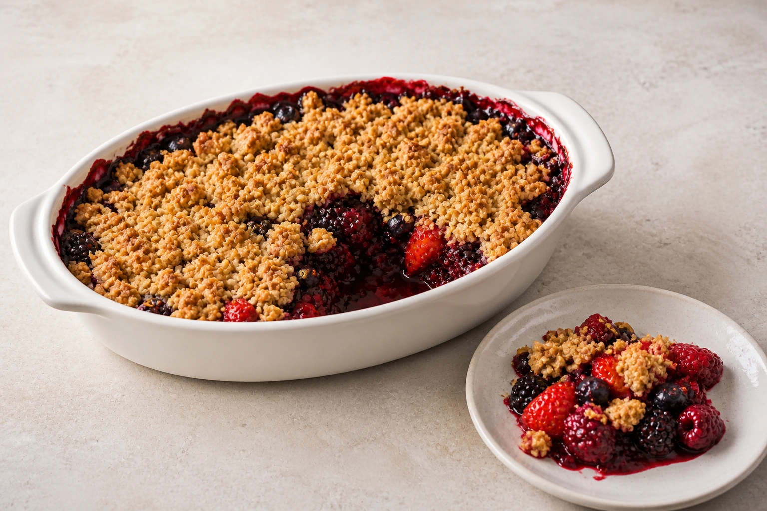 Beeren-Crumble mit Balsamico