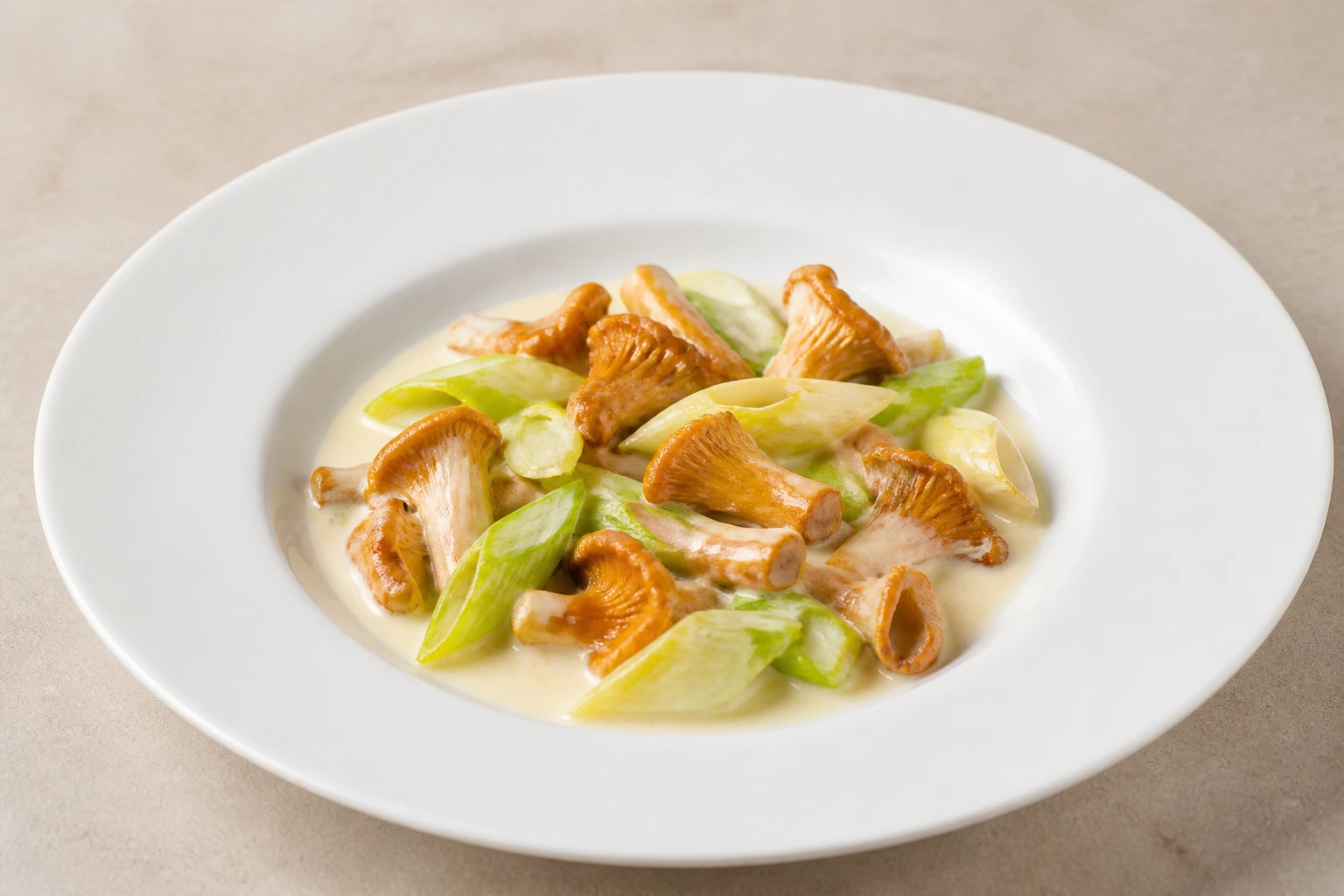Cassoulette von frischen Pfifferlingen und Lauch