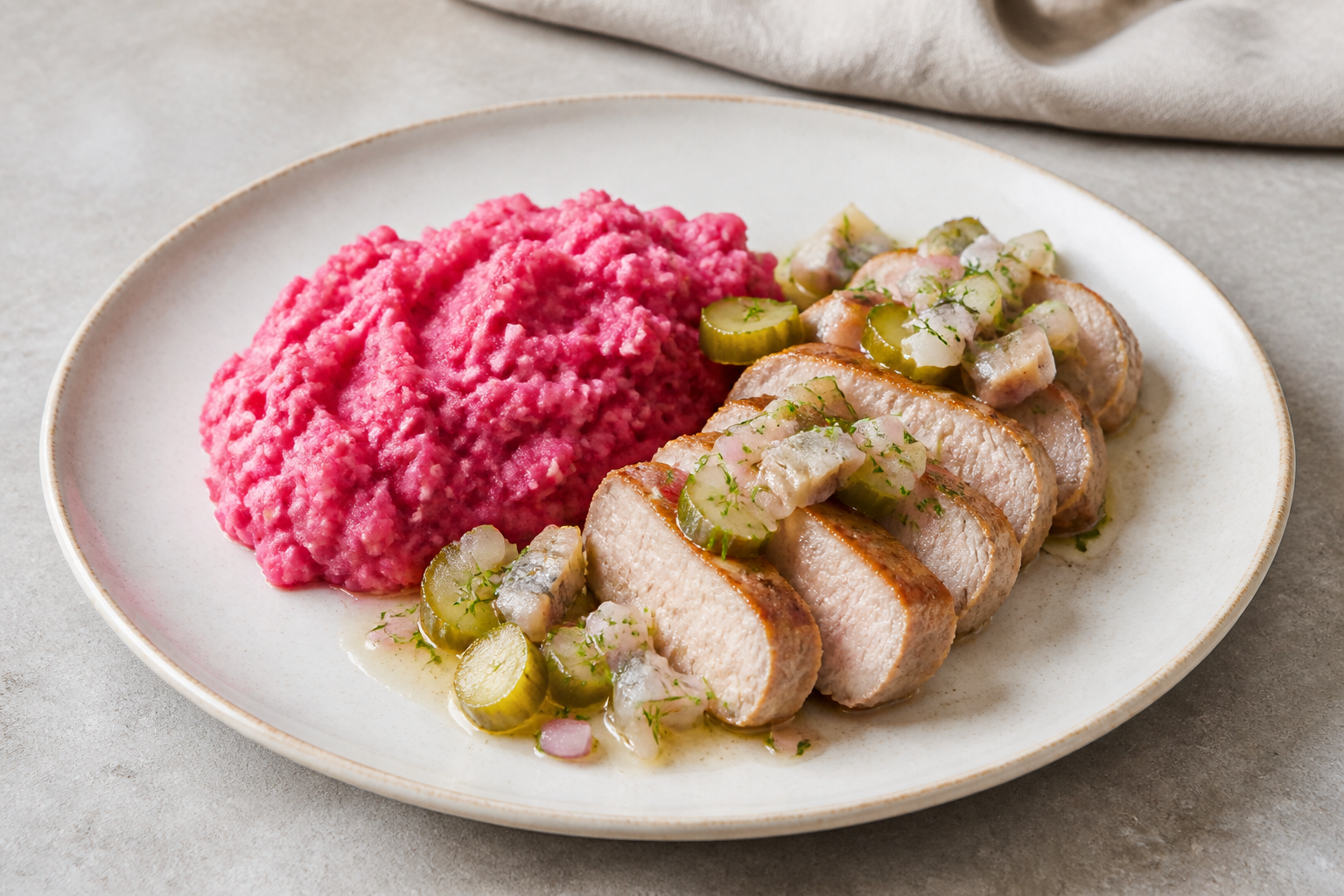 Edel-Labskaus mit Schweinefilet und Dillhering