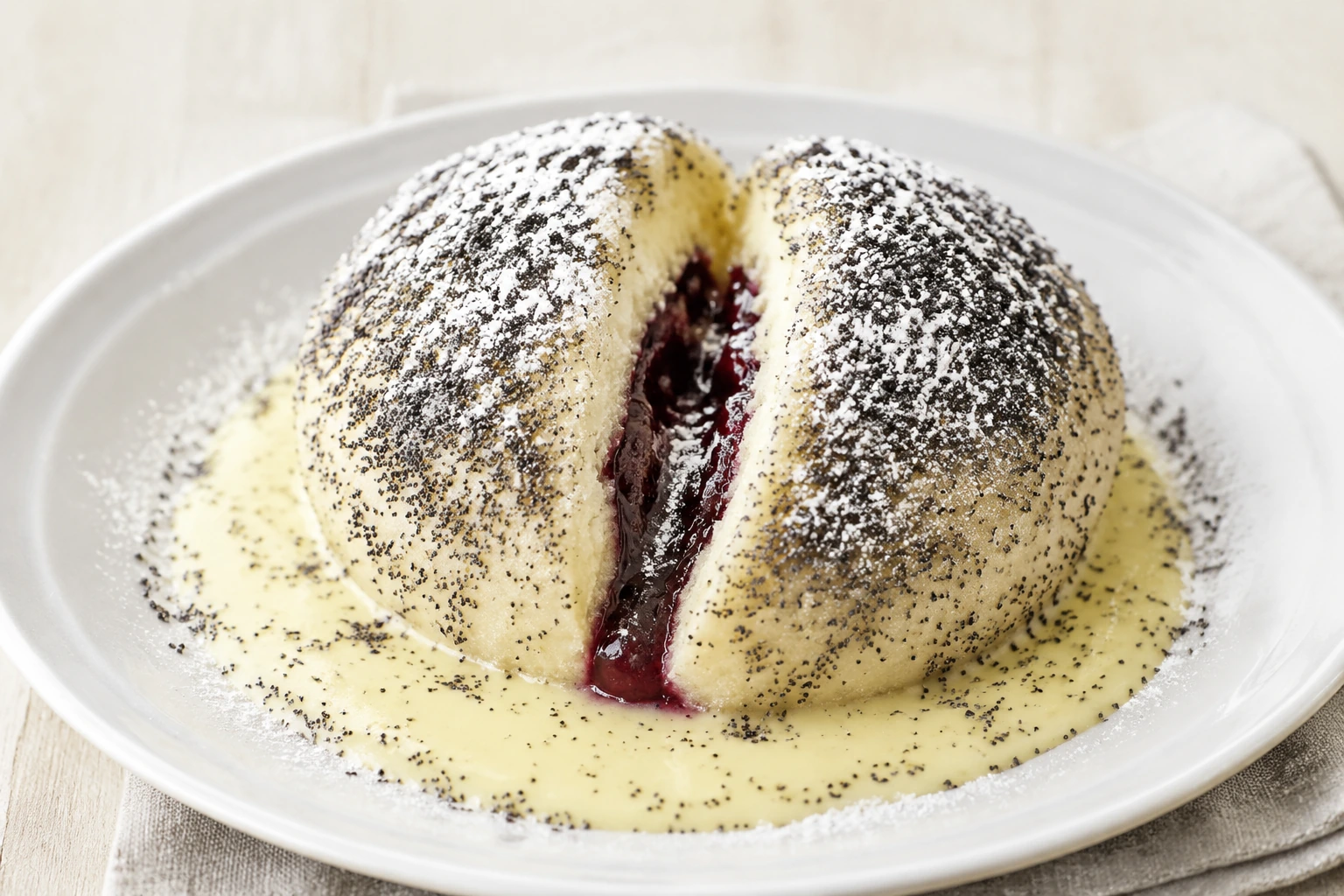 Germknödel mit Mohn