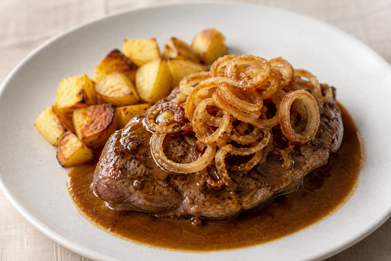 Rostbraten mit Zwiebeln