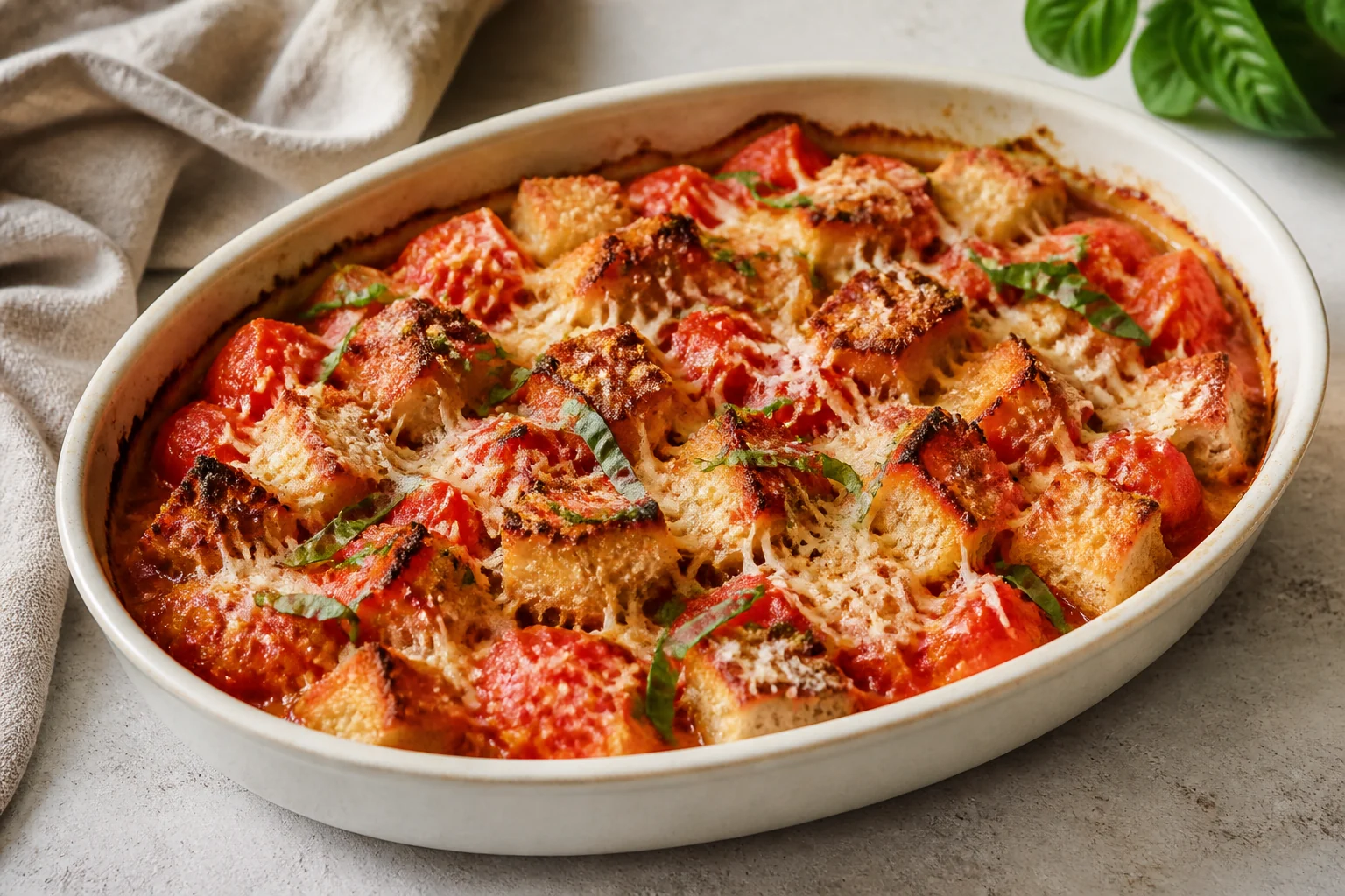 Sommerliches Tomaten-Brot-Gratin