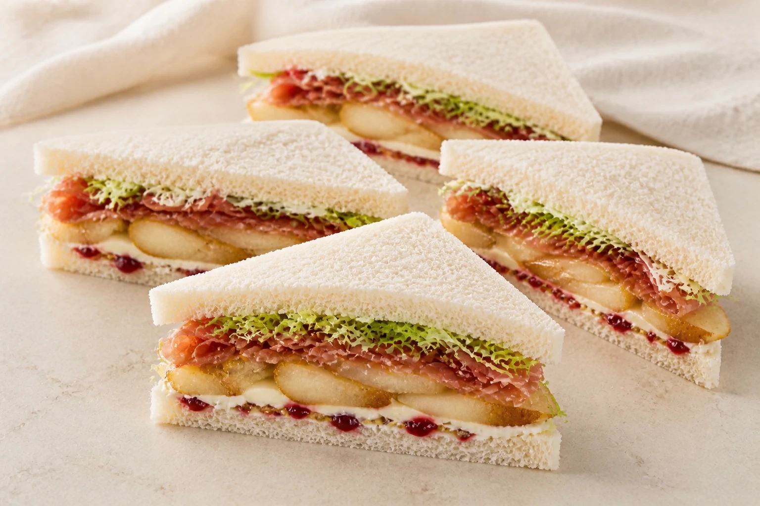 Tramezzini mit Birne und Parmaschinken