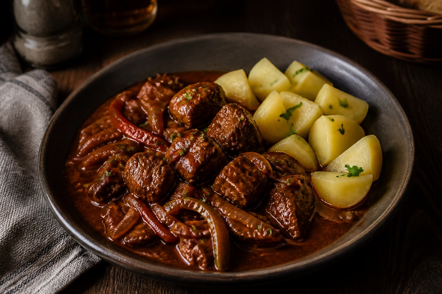 Wiener Fiaker-Gulasch mit Salzkartoffeln