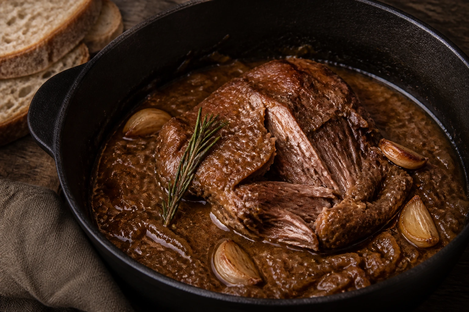 Zickleinschulterbraten mit Zwiebelsauce