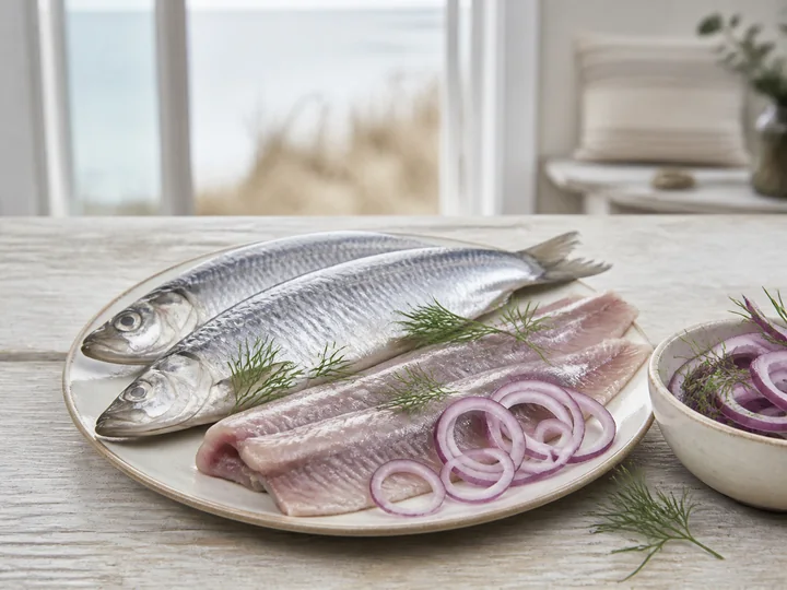 Hering und Matjes mit Dill und roten Zwiebeln