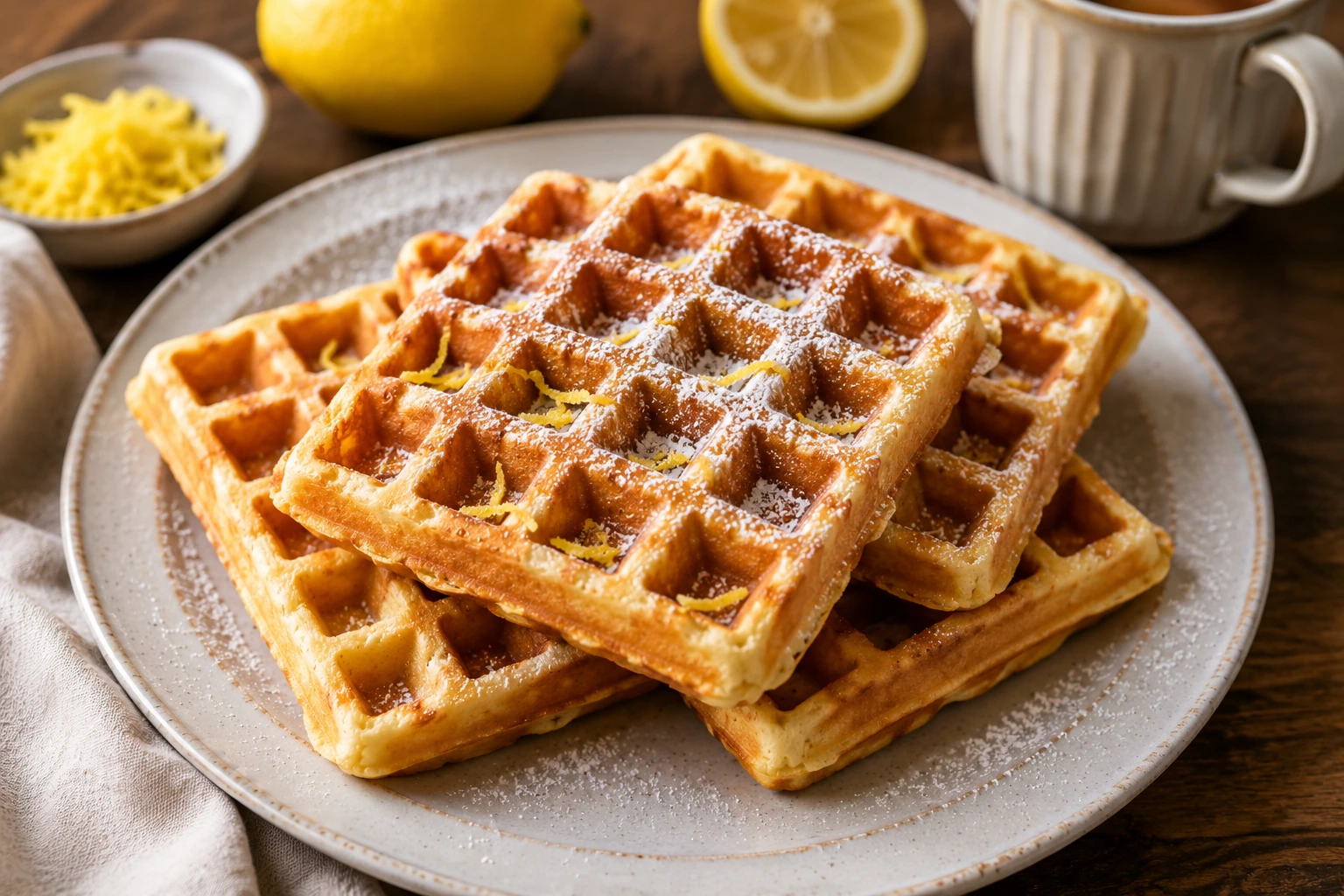 Hefewaffeln mit Zitrone