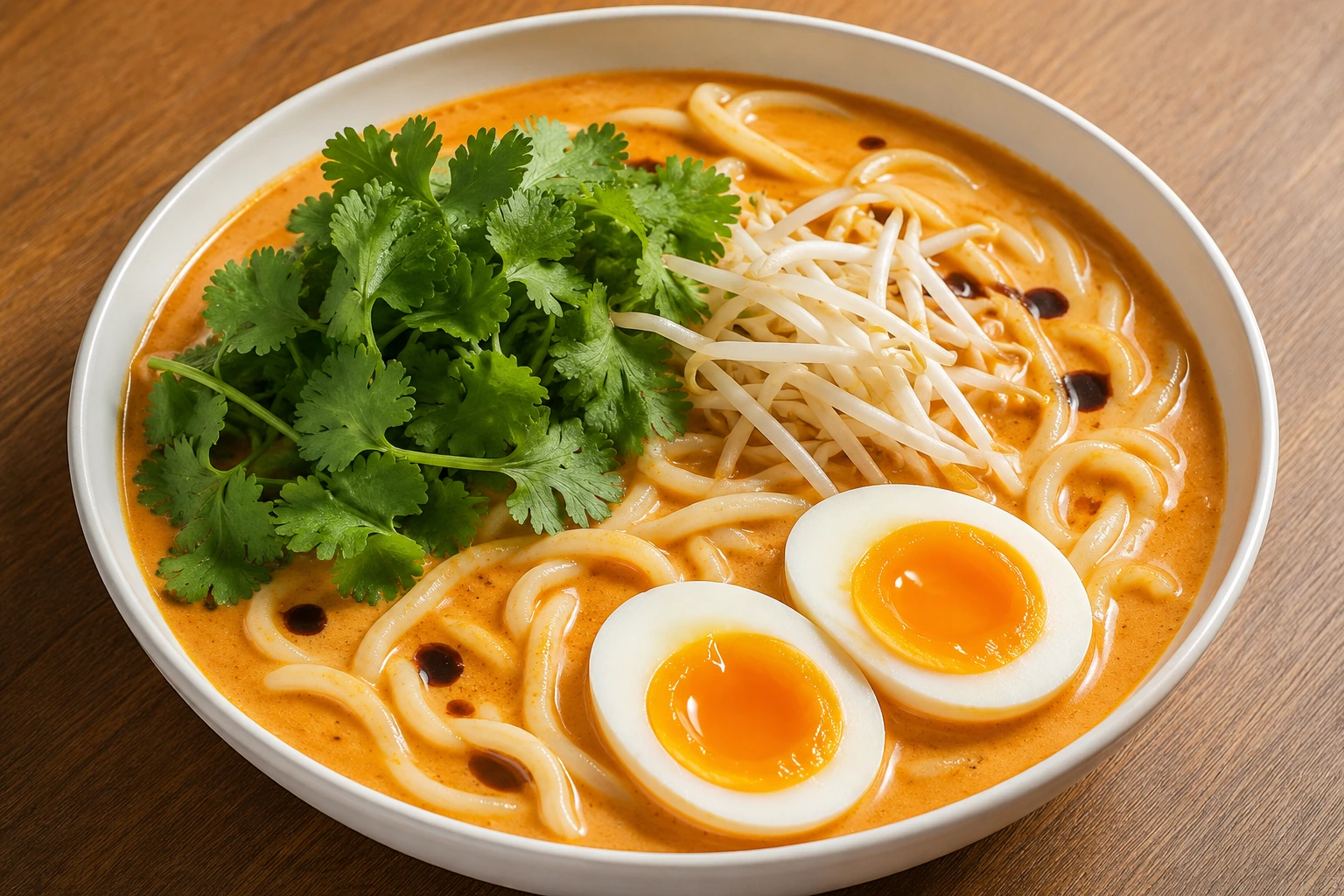 Erdnuss-Ramen mit Kokosmilch und Ei