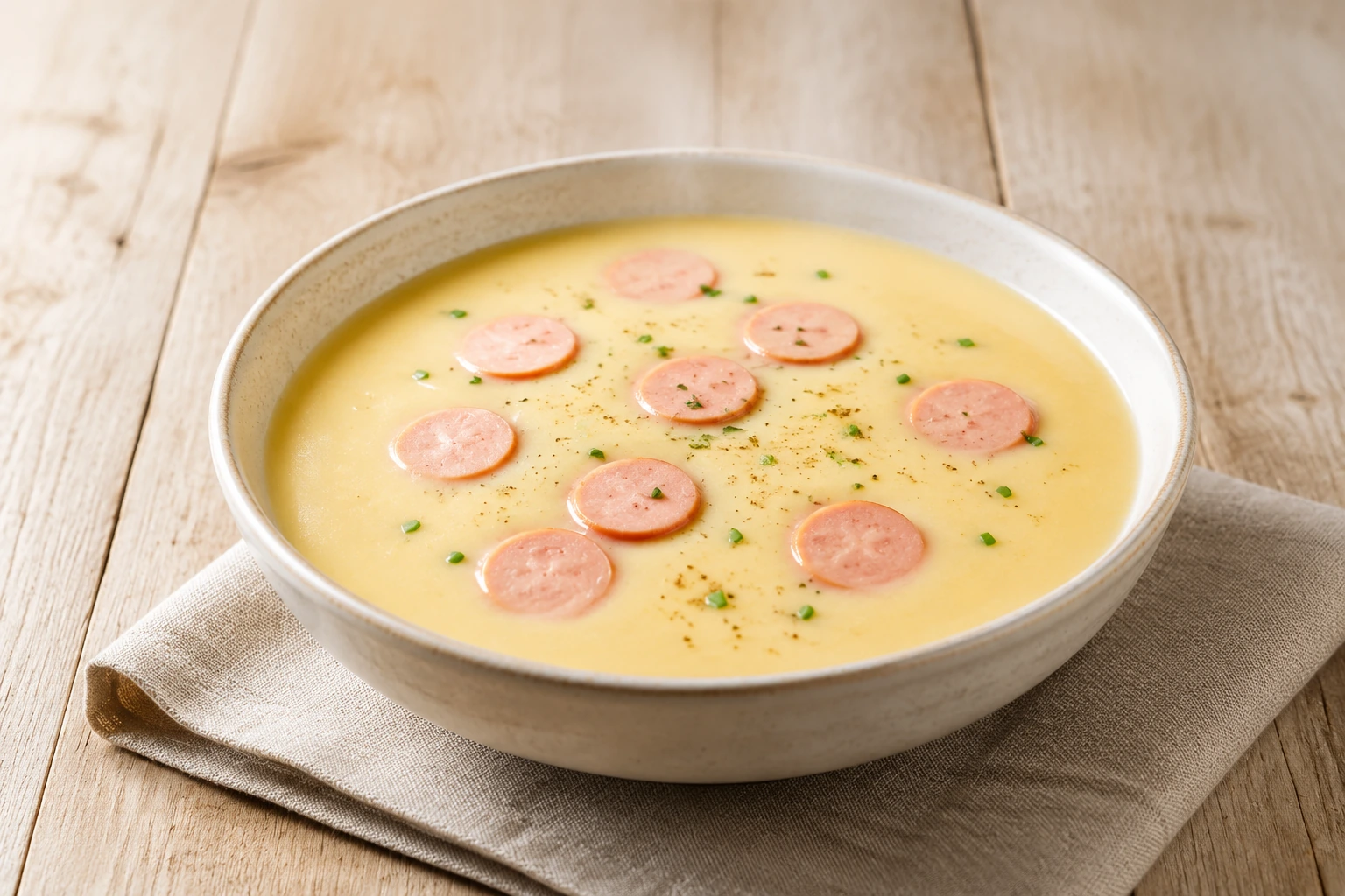 Cremige Kartoffelsuppe mit Wiener Würstchen