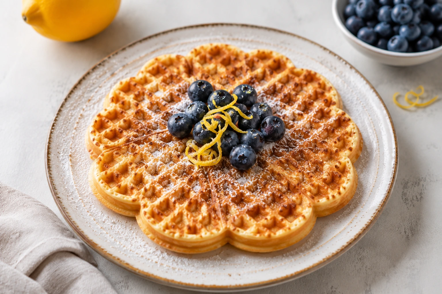 Buttermilchwaffeln mit Zitrone
